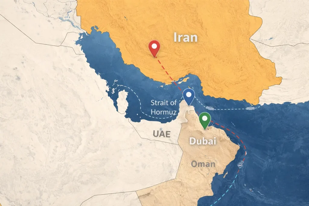 After the introduction add a map explaining geopolitical risk. Image idea: Caption idea: Geographical distance between UAE and Iran conflict zones This helps readers understand why Dubai is relatively insulated.